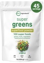 Micro Ingredients Super Greens Powder, 1lb | 100 Superfood Blend with Daily Greens, Probiotics, Fruits, Vegetables & Mushrooms | Source of Vegan Protein & Enzymes | Non-GMO, Gluten-Free, No Additives