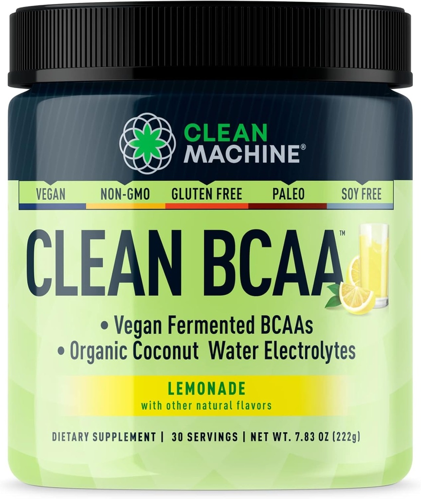 Temiz BCAA - 2:1:1 Gıda BCAAs Toz & Coconut Su Elektrolytes Recovery & Amino Energy Supplement - Ödül Kazanan Vegan Amino asit Supplement - 30 Hizmet - Lemonade