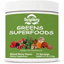 Suiyilary Greens Superfoods σε σκόνη για Digestive Health, Sugar Free Super Greens σε σκόνη, Spirulina, Chlorella για Bloating & Gut Support, Καθημερινή υποστήριξη για τις γυναίκες, Mixd Berry (15 υπηρεσίες)