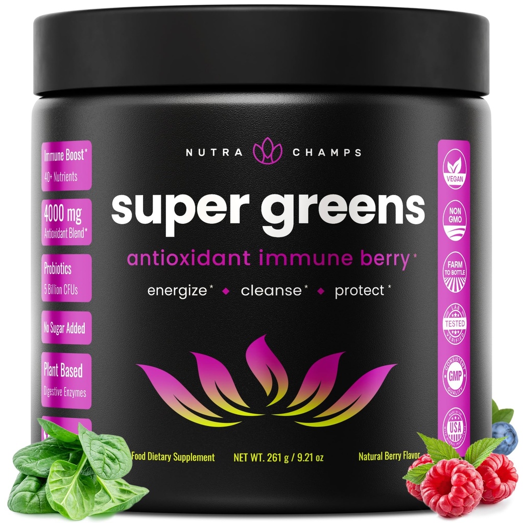 NutraChamps Super Greens Powder Premium Superfood 