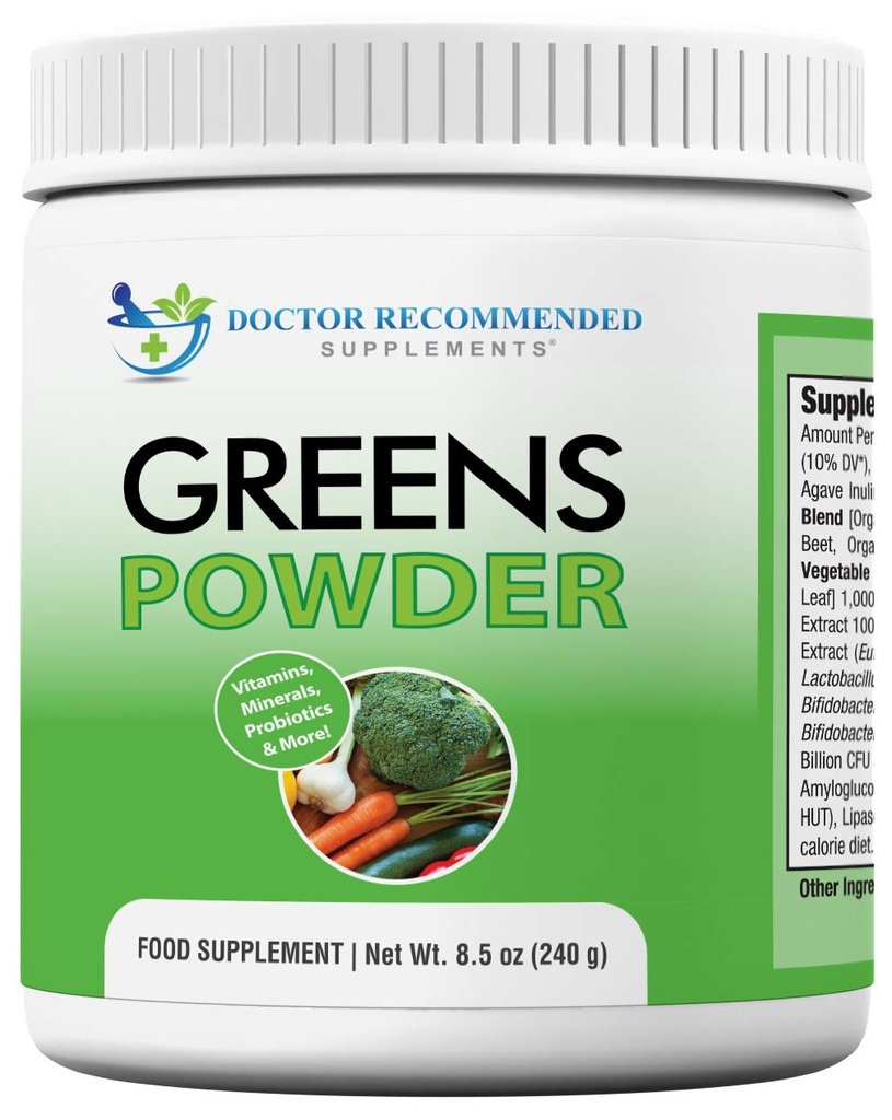 Doctor Recommended Greens Powder – Whole Food Nutritional Supplement – Probiotics and Digestive Enzymes – Berry Taste – Gluten-Free, Non-GMO, Dairy-Free, Caffeine-Free, No Artificial Sweeteners