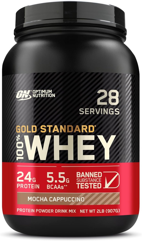 Optimum Nutrition Gold Πρότυπο 100% Whey Protein Powder, Μόκα Καπουτσίνο, 2 Λίρες (Packaging May Vary)