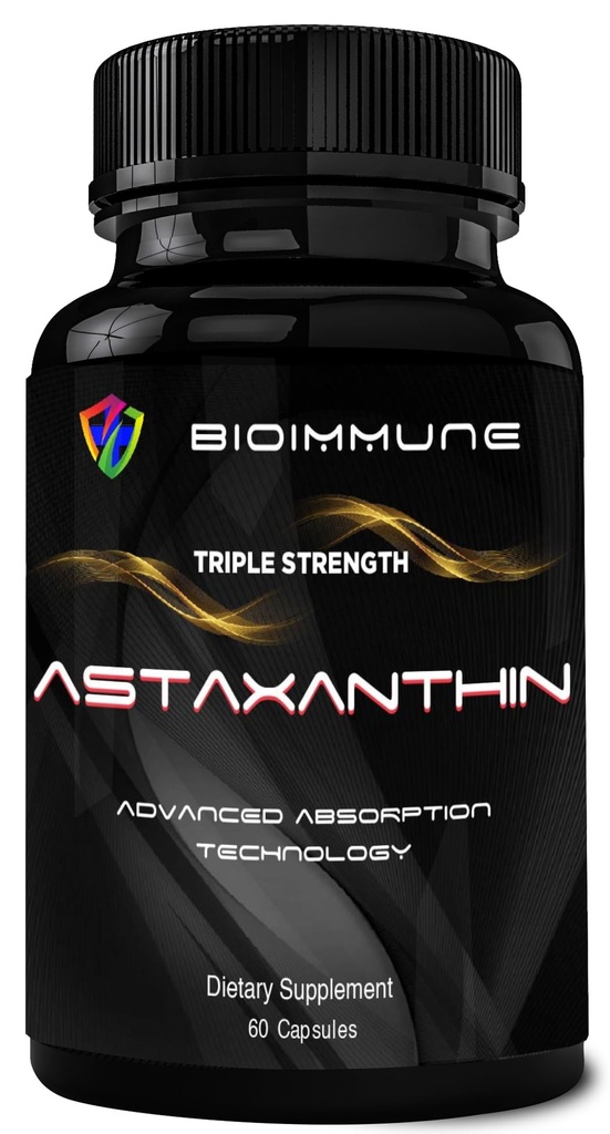 BioImmune Triple Strength AstaQuilTM Astaxanthin 12mg Geliştirilmiş Abpsiyon, 60 Softgels w/Organic Coconut Oil. Eye, Joint & Heart Health için Güçlü Antioksi.