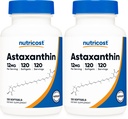 Nutricost Astaxanthin 12mg, Non-GMO ve Gluten Free, 120 Softgels (4 Ay Supply) (Pack of 2)