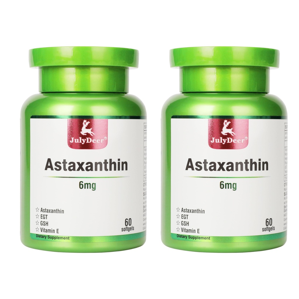 TemmuzDeer 2 Şişes Astaxanthin 6 mg with Nicotinamid Vitamin E Premium Antioxy Supplement EGT GSH - Skin, Eye, Joint & Immune System Health Cell Health & Energy丨5 in 1-120 Softgels