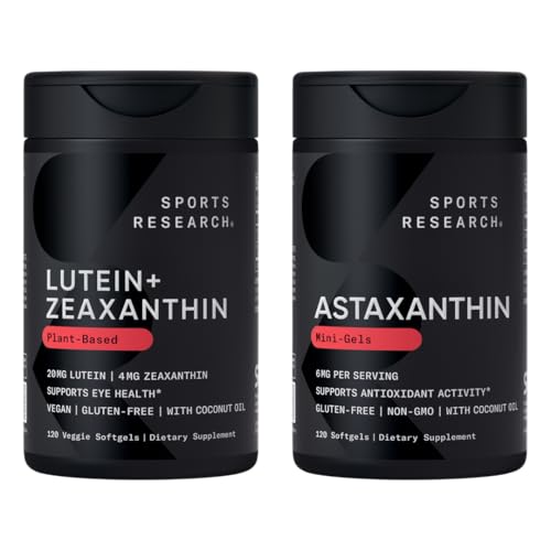 Spor Araştırması® Eye Support - 20mg Lutein + 4 mg Zeaxanthin Made with Lute-Gen® and 6mg Astaxanthin Supplement from İzlandaic Astalif (120 Softgels each)
