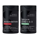 Sports Research® Vegan Antioksi Support Pack - Omega-3 Algae Oil and Plant Based Astaxanthin Softgels for Antioksi Activity, Skin & Eye Health (60 Veggie Softgels Her)