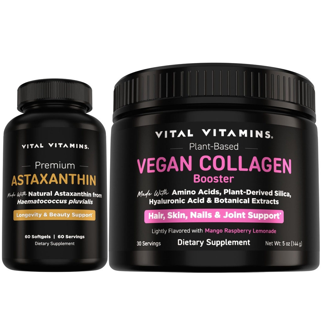 Vital Vitamins Astaxanthin + Vegan Collagen Booster Powder