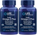 Life Extension Super Omega-3 Plus EPA/DHA Fish Oil, Sesame Lignans, Zeytinyağı, Krill & Astaxanthin - Kalp, Beyin ve Ortak Sağlık Desteği - Gluten-Free, Non-GMO - 120 Softgels, (Pack of 2)