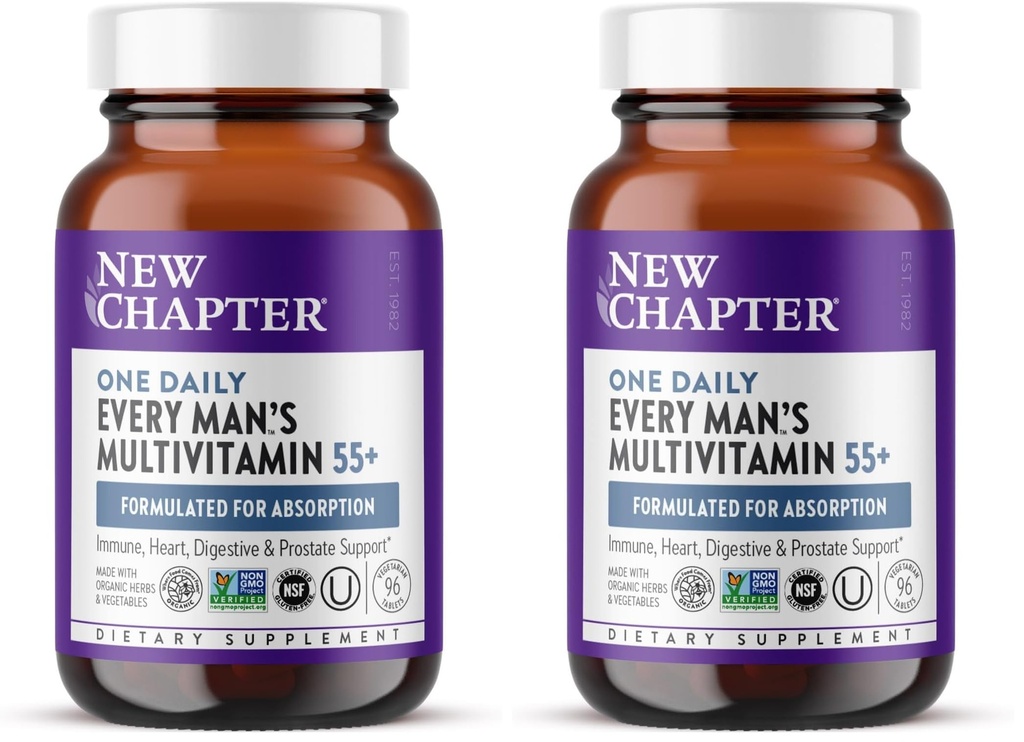 Yeni Bölüm Men's Multivitamin 55+, Ekstra B6 & B12, D3, Astaxanthin, C & çinko, Immune, Heart, Cellular Enerji ve Beyin Sağlığı, Stomach,1 Daily, Non-GMO, 96 Tablet (Pack of 2)