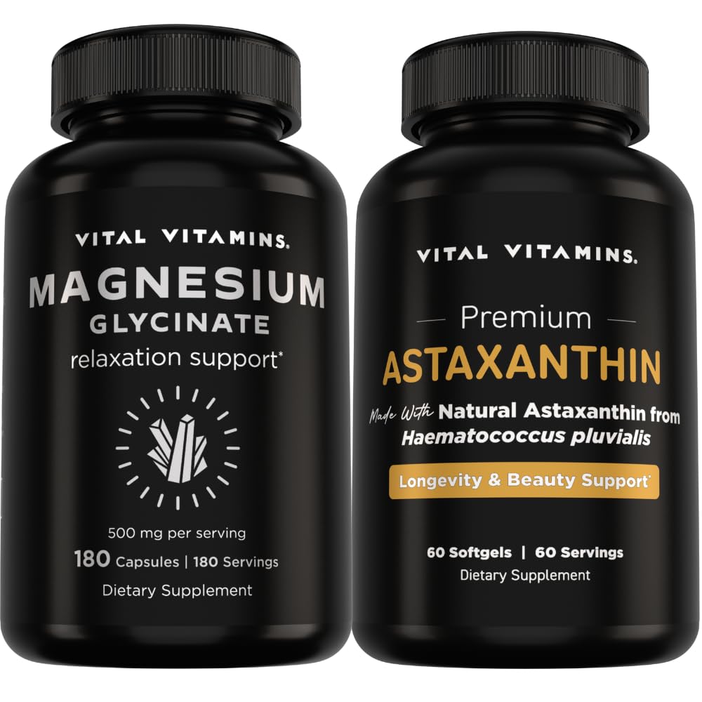 Vital Vitamins Magnesium Glycinate 180 ct + Astaxanthin 60 ct