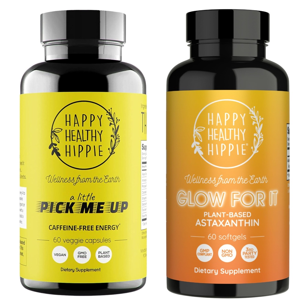 Mutlu Sağlıklı Hippie Glow for It Astaxanthin Supplement & A Little Pick Me Up Natural Energy Pills