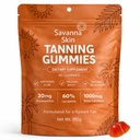 Savanna Skin Tanning Gummies, C & E, Astaxanthin, Beta Carotene, Skin Oral Glow, Bronzing, Non-GMO, Vegan & Sugar Free - 60 Count (1)