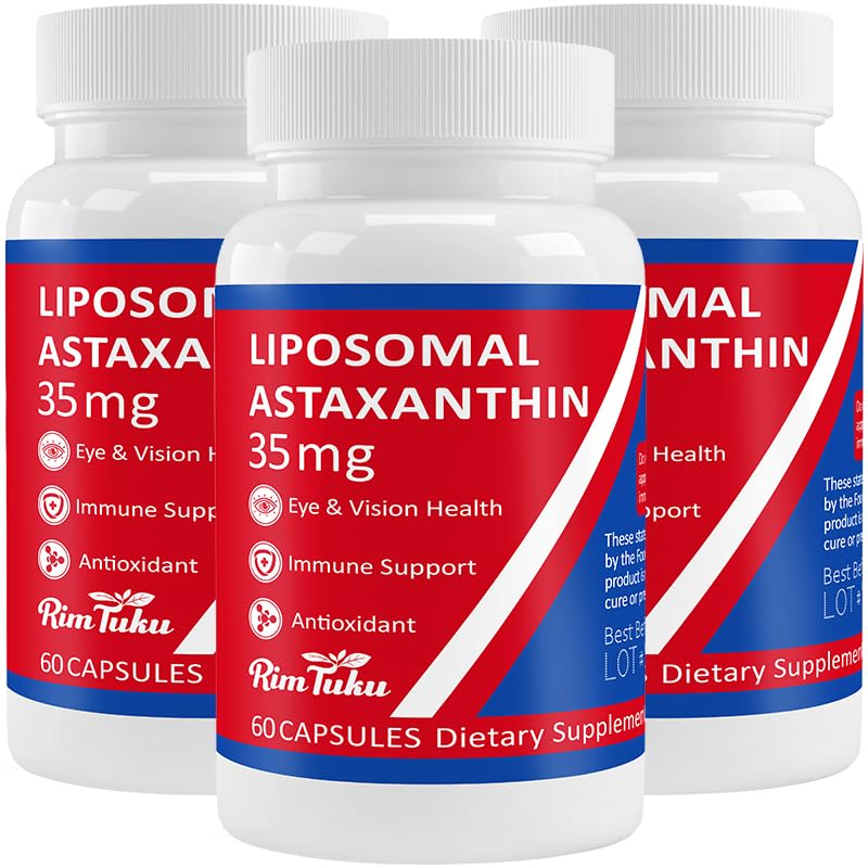35mg Liposomal Astaxanthin Supplement - Skin, Joint & Eye Health için Güçlü Anti-Aging Formula - Pure Astaxanthin - Vegan, Non-GMO, 180 Capsules