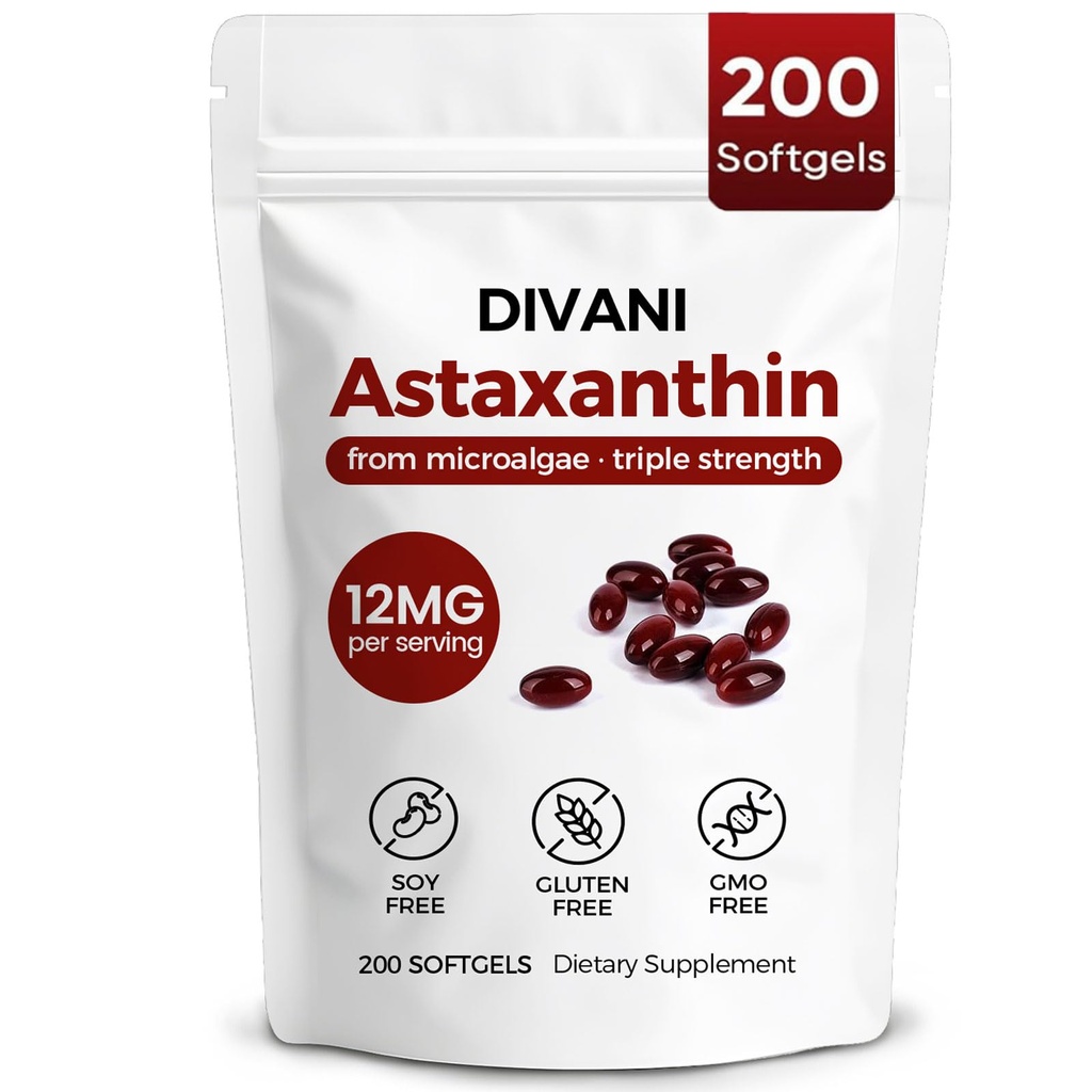 Divani Astaxanthin, Natural Astaxanthin, Non-GMO, Gluten-Free, Soy Free, Daily Eye, Skin Support (1)