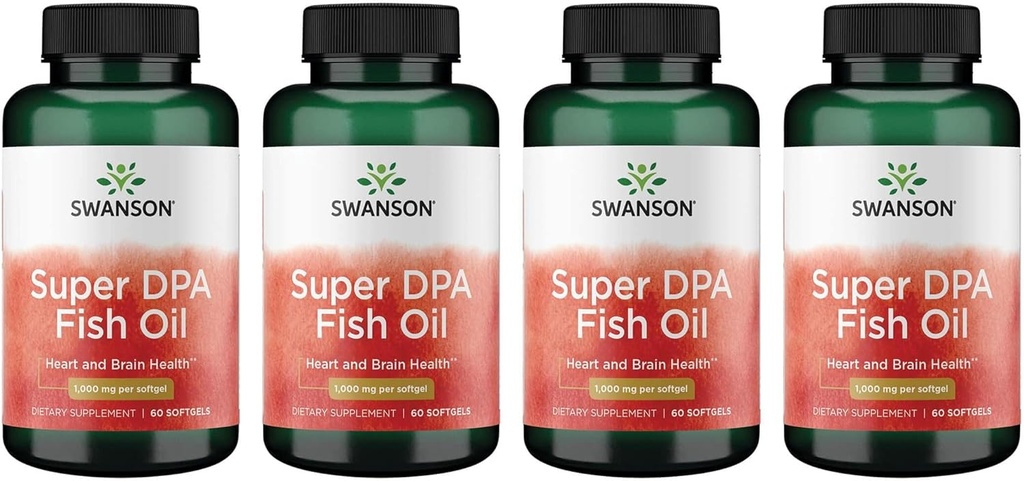 Swanson Super Dpa Fish Oil 1000 mg 60 Sgels (4 Pack)