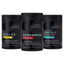 Sports Research® Antioksi Support Pack w/Triple Strength Vegan Astaxanthin Supplement from Algae, Omega-3 Fish Oil 1250mg, and Vitamin D3 5000iu & Mk7 Vitamin K2 with Coconut MCT Petrol