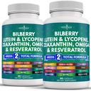 NEW AGE Eye Health Vitamins with Bilberry 300mg Lutein & Zeaxanthin 40mg Lycopene 40mg Resveratrol 100mg εκχύλισμα σπόρων σταφυλιών 200mg Ασταξανθίνη - Βιταμίνη ματιών -120 κόμης