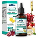 Liposomal Astaxanthin 24 mg Liquid Drops, 11-in-1 Antioxy with MCT Oil, Lycopene & Organic Coconut Oil, Fresh Microalgae Source, Supports Eye Skin Ortak Sağlık for Women & Men, Lemon Flavors