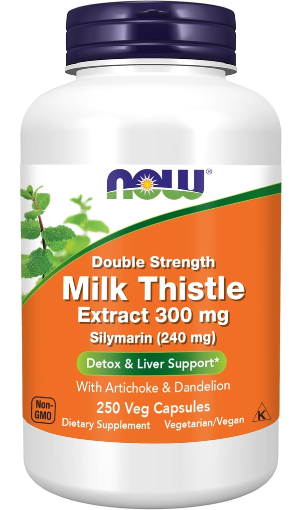 Şimdi Gıdalar Tamamlıyor, Silymarin Süt Artichoke ve Dandelion ile 300 mg, Double Strength, Supports Liver Function*, 250 Veg Capsules (1)