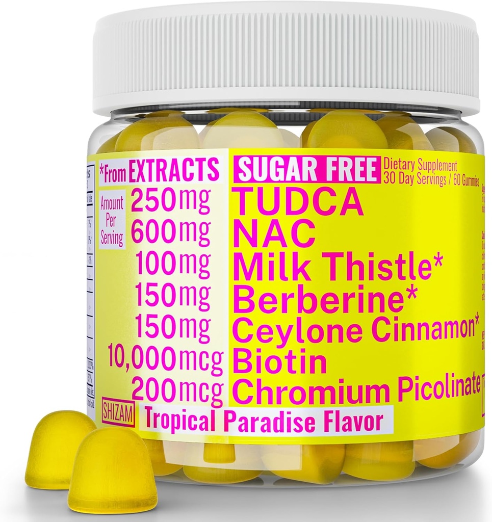 Sugar Free Gummies Gummies with Chromium Picolinate TUDCA NAC Organic Ceylon Cinnamon Milk Butle Berberine | Capsules Toz Supplements Alt | Bile Salts N-Acetyl-L-Cysteine Biotin N-Aetylcysteine