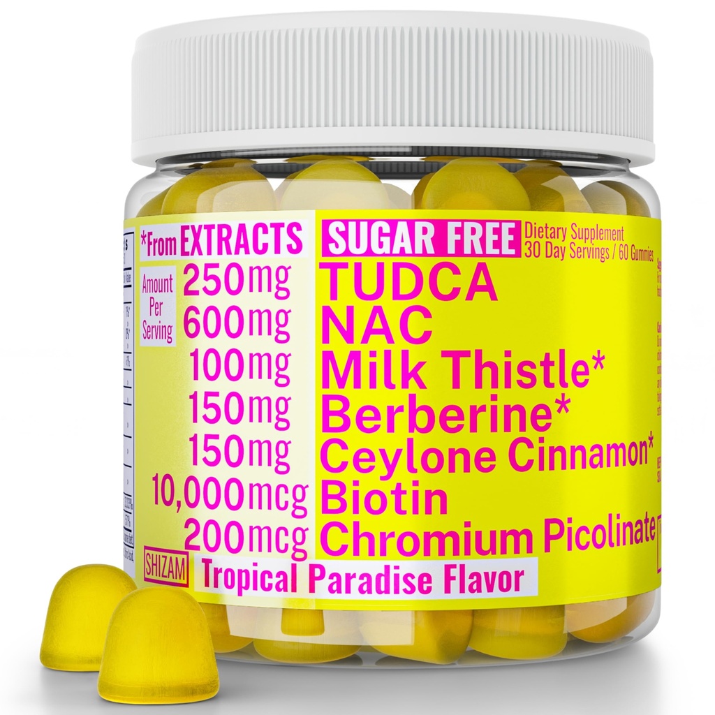 Sugar Free Gummies Gummies with Chromium Picolinate TUDCA NAC Organic Ceylon Cinnamon Milk Butle Berberine | Capsules Toz Supplements Alt | Bile Salts N-Acetyl-L-Cysteine Biotin N-Aetylcysteine