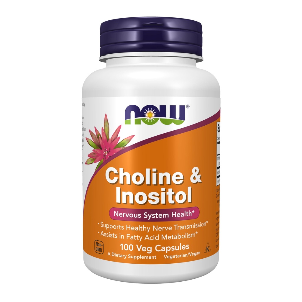 Şimdi Gıdalar Tamamlar, Choline & Inositol 500 mg, Sağlıklı Nerve Transmission*, Nervous System Health*, 100 Capsules