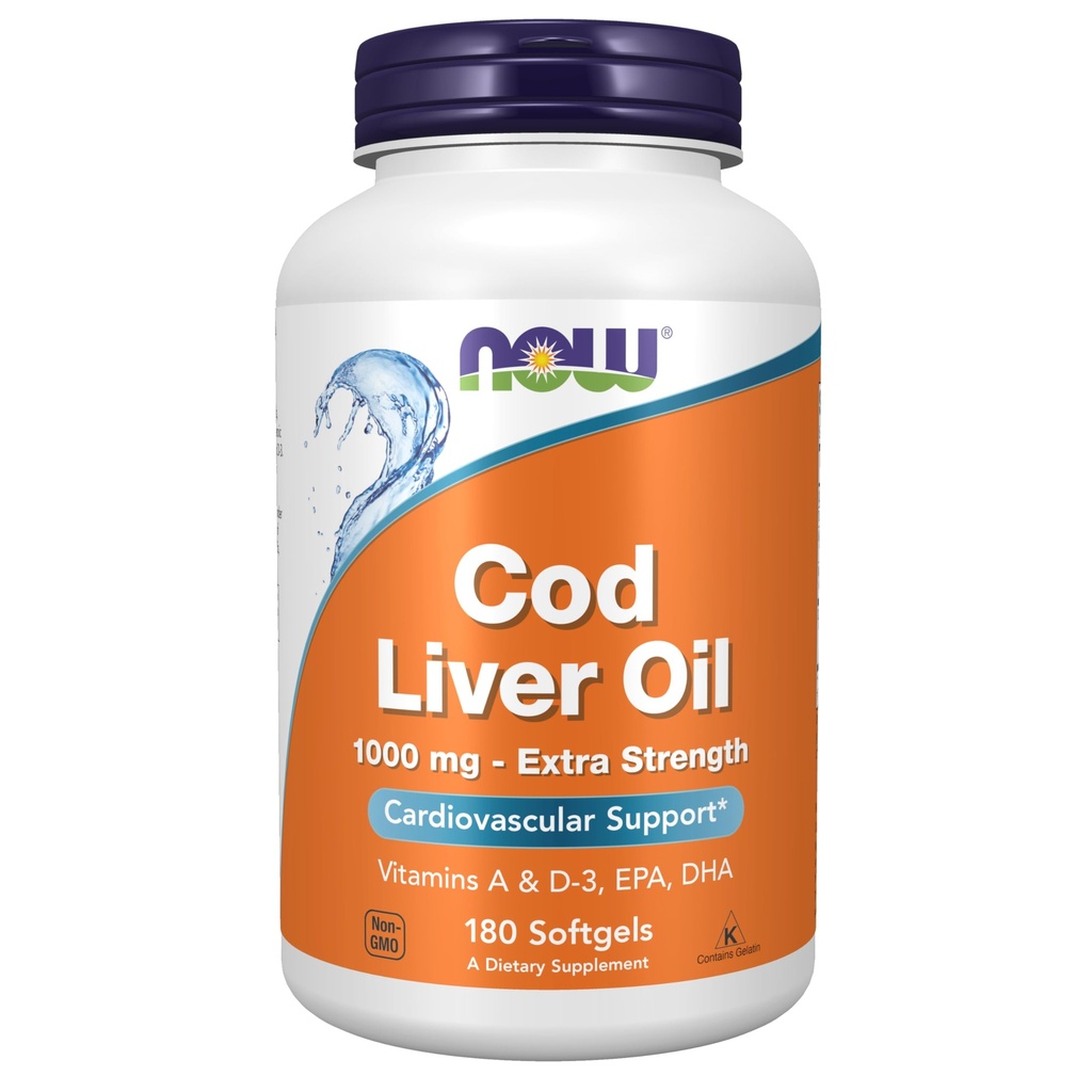 Şimdi Gıdalar Tamamlar, Cod Liver Oil, Ekstra Güçlü 1000 mg A & D-3, EPA, DHA, 180 Softgels