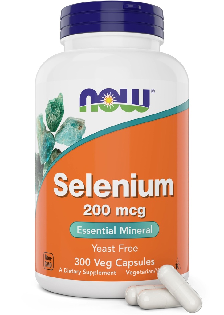 Şimdi Gıdalar Selenium 200mcg Capsules, 300 Kont - Kadınlar ve Erkekler için Lome Selenthionine Mineral Supplement - Veg Caps, Non-GMO, Vegan Dostu, Yeast-Free