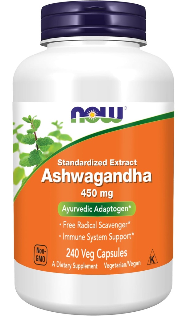 Şimdi Gıdalar Ashwagandha 450 mg Vegan, Kosher, Non-GMO - 240 Veg Capsules,