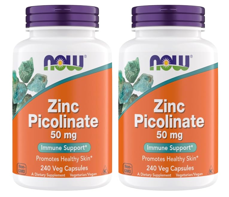 Τώρα Συμπληρώματα, Ψευδάργυρος Picolinate 50 mg, Υποστηρίζει Enzyme Λειτουργίες, Ανοσολογική Υποστήριξη, Μη ΓΤΟ, Kosher, Κατάλληλο για Vegans - 240 Χορτοφαγικές Κάψουλες (Συσκευασία του 2)