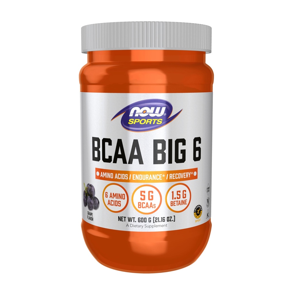 Şimdi Gıdalar Spor Beslenme, BCAA (Branched Chain replicas) Big 6, Grape Flavor, 600 Grams