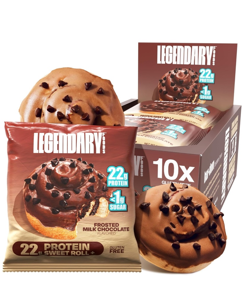 Efsanevi Gıdalar Cinnamon Roll 22g protein Bars – Gluten-Free, Low Carb Meal Seç - Tatlı Zero Sugar Snack, Keto-Friendly – 10Pack Yüksek Protein Pre- veya Post-Workout Beslenme Bars - Milk Chocolate