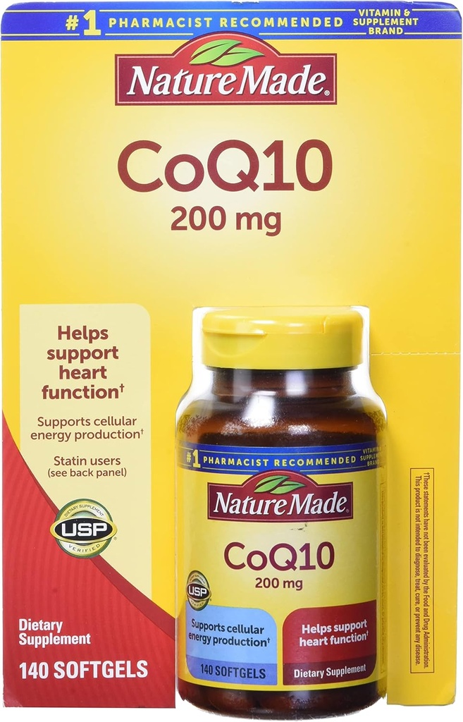 Doğa Made CoQ10, Softgels Kalp Fonksiyonlar ve Hücre Enerji Üretimi, Unflavored, 200 mg, 140 Count