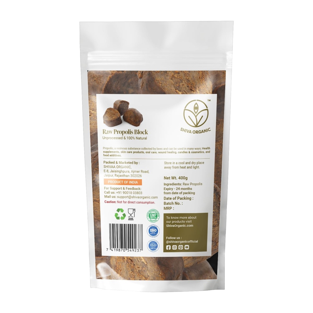 Raw Propolis Block, Raw & Unprocessed Propolis Block(400, Grams)