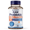 Allsome Wellness Organic Raw Probiyotiks 100 Milyar CFU, Dr Kadınlar ve Erkekler için Formüle edildi, Prebiyotikler ve Digestive Enzymes ile Tamamlandı; 30 Capsules, Raf Stables