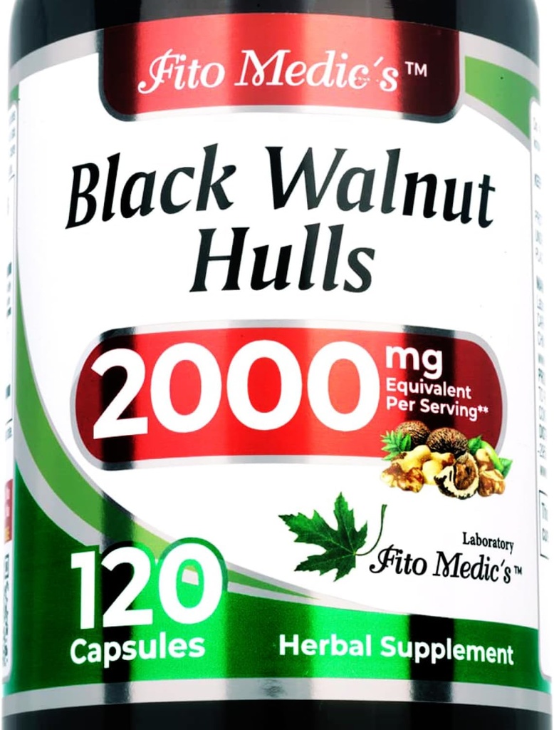 FITO MEDIC'S Lab - Black Walnut Hull, Pure - Black Walnut- 2000 mg per Service, for Cleansing and Detoxing, Ultra yüksek Abhidrorpsiyon.