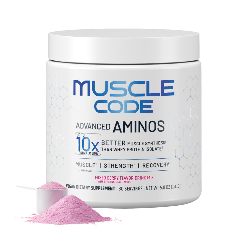 NAUTILUS Muscle Code Essential Amino Acid Powder Muscle Synthesis & Repair & Strength Natural Mixed Berry Flavor – 30 Servings Clinically Studied 0g Sugar, Keto, Vegan, Gluten Free, Dairy Free