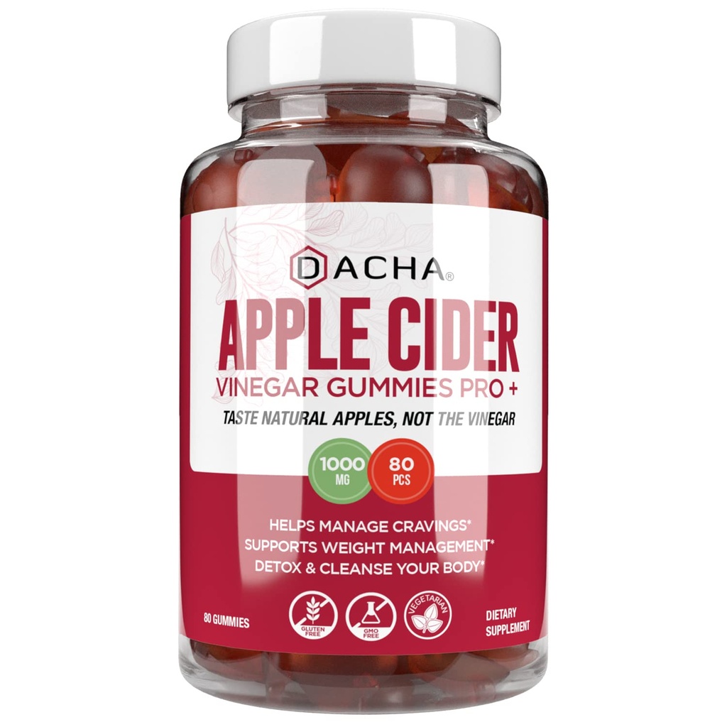 Premium Apple Cider Vinegar Gummies – 80 Kont, 1000 mg Raw, Organic, Unfiltered ACV from the Mother, Not Sticky, Immune, Detox, Fitness & Acid Reflux Heartburn Pomegranate Beet Root B9 B12 B12