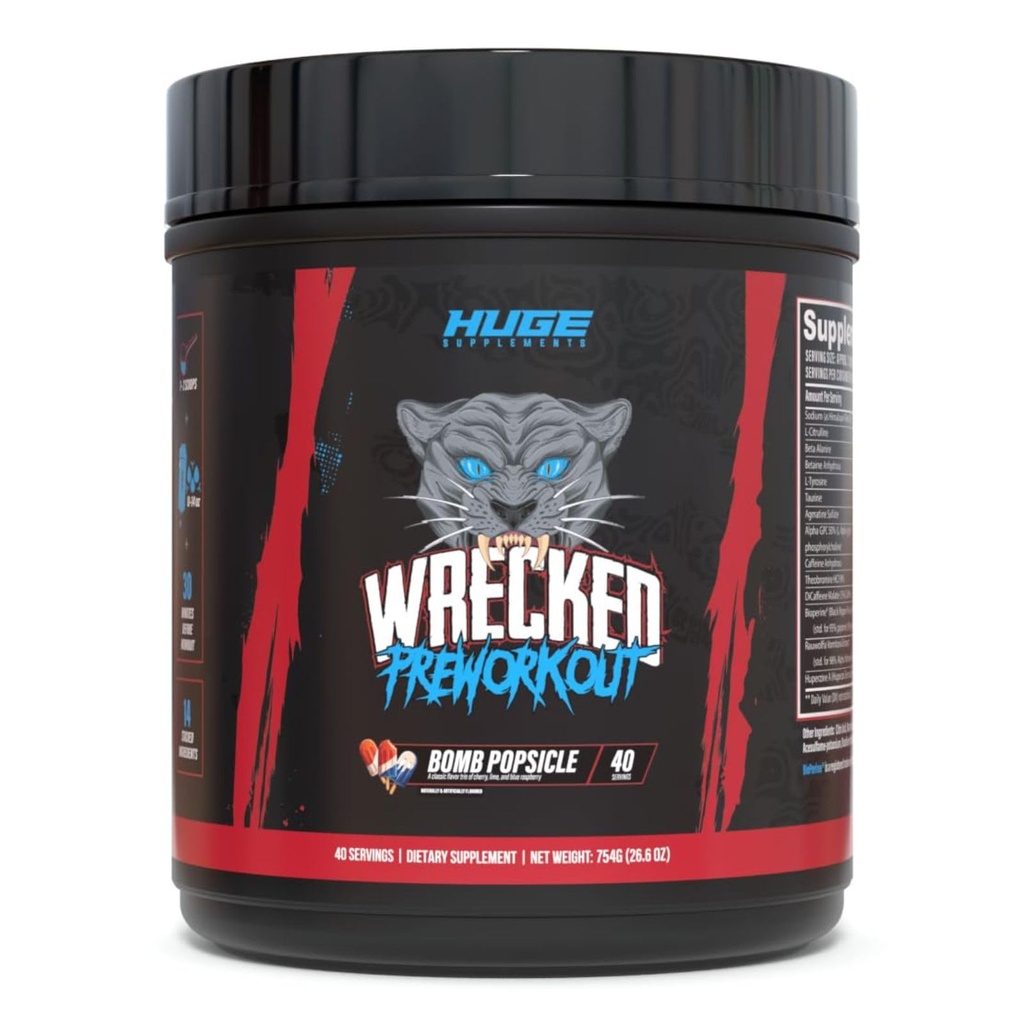 Wrecked Pre Workout Toz, Advanced Formula, Boosts Energy, Focus, Pumps & Performance, 10g L-Citrulline, 6.4g Beta Alanine, 5g Tyrosine, 1g Alpha Gaffeine & More (40 Hizmet)