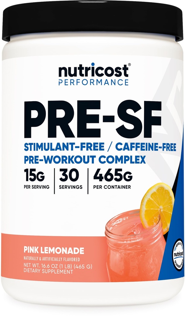 Nutricost Stim-free Pre-Workingout, 30 σέρβις (Pink Lemonade) - καφεΐνη δωρεάν, διεγερτικό δωρεάν, μη-GMO, Χωρίς γλουτένη