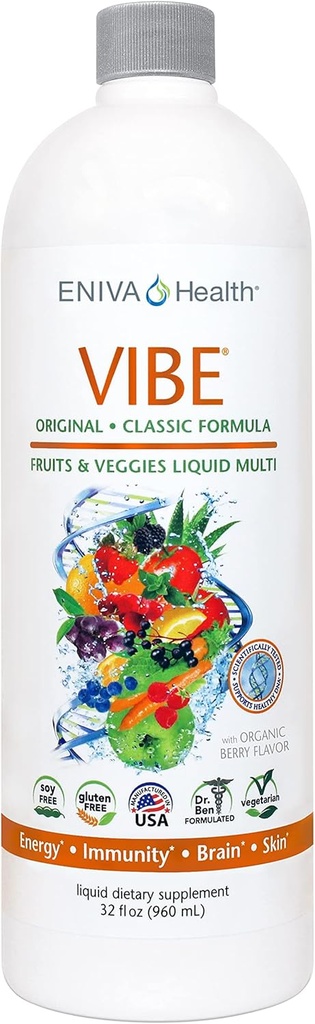 Eniva Vibe Original Liquid Mineral Supplement | Full Spectrum Daily Multivitamin Desteği | Tüm Vücut Beslenme | Doktor Formulated | 32 oz