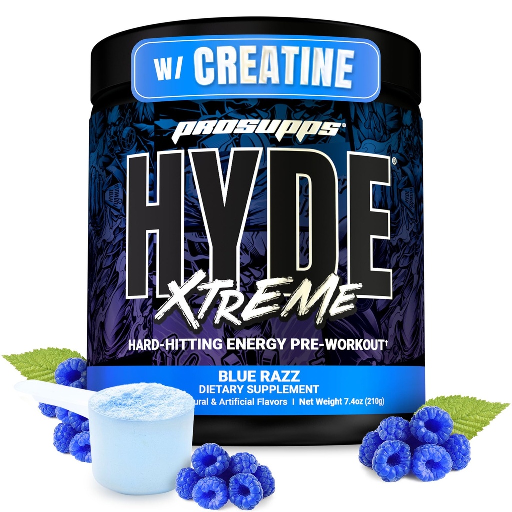 ProSupps Bay Hyde Xtreme Pre Workout Toz with Tinatine, Beta Alanine & Caffeine – Extreme Energy, Pumps, Focus & Performance - Fitness & Gym Supplements for Men & Women (Mavi Razz, 30 Hizmet)