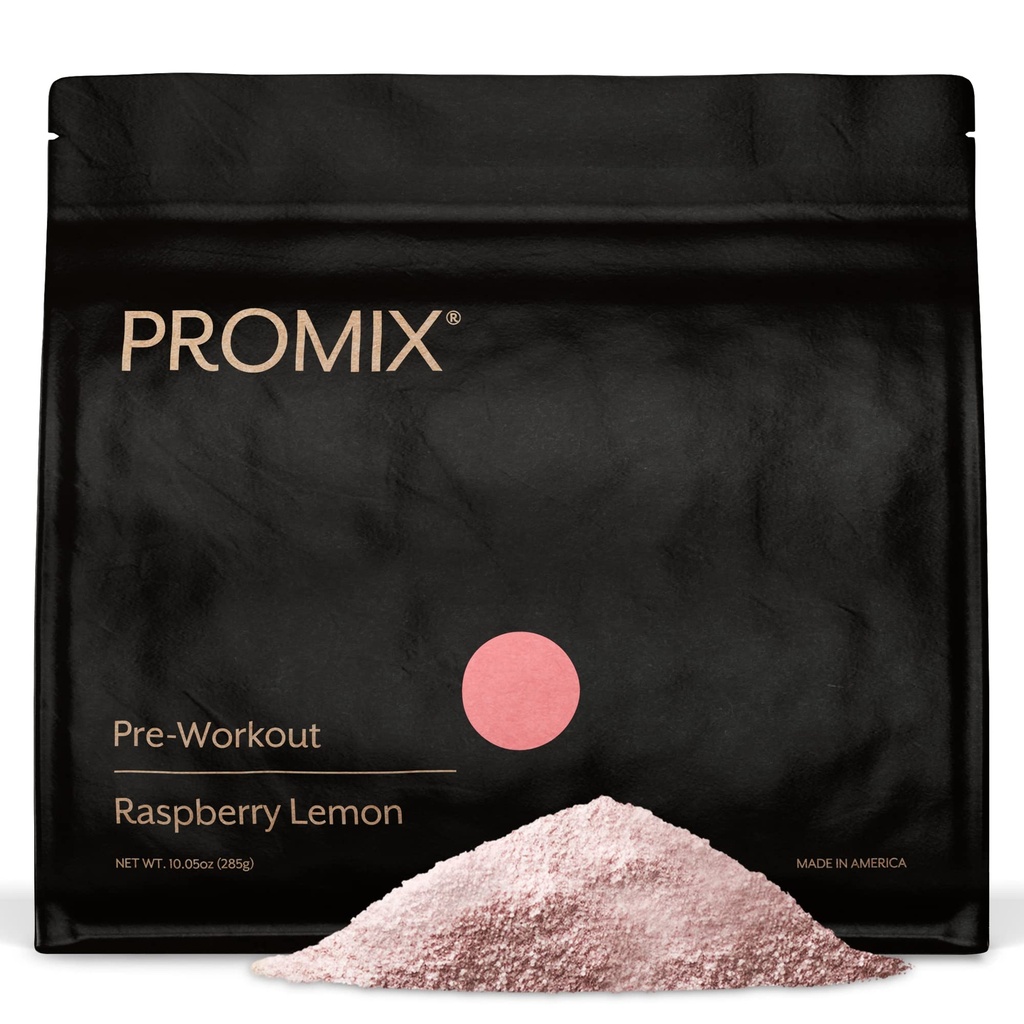 ProMix διατροφή πριν από την προπόνηση σε σκόνη, σμέουρο λεμόνι - Μεγιστοποίηση Εστίασης - Βοηθά μυϊκή αύξηση, αντοχή και ενισχυμένη ενέργεια - Βιταμίνη Β12, καφεΐνη, Βήτα-Αλανίνη & L-Τυρσοσίνη - 30 Υπηρεσίες (πακέτο του 1)