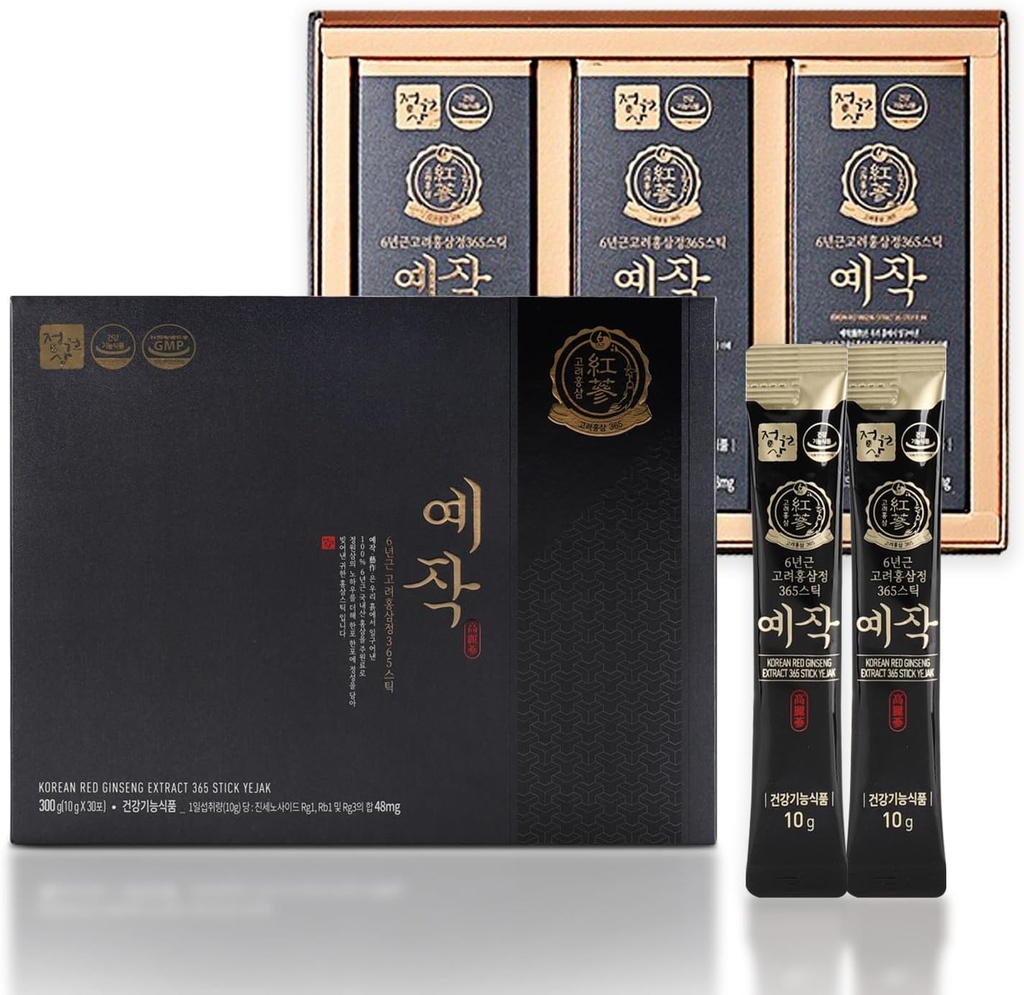 Premium Yejak 6 Yıl Kore Red Ginsengi | 30 Sticks | Vegan | Enerji, Focus, Fatigue, Immune Support | Daily Vitality Supplement for Men & Women