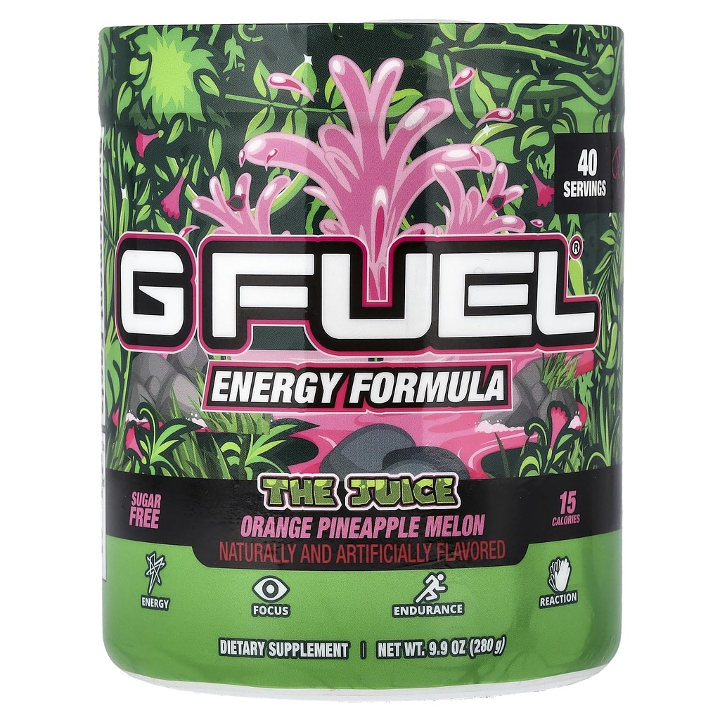 G Fuel The Juice Energy 2.0 Drink Toz, Pre Workout Caffeine Mix for Game, Sugar Free Focus Amino, Vitamin + Antioksis, 9.9oz (Pineapple & Melon Punch, 40 Hizmet)