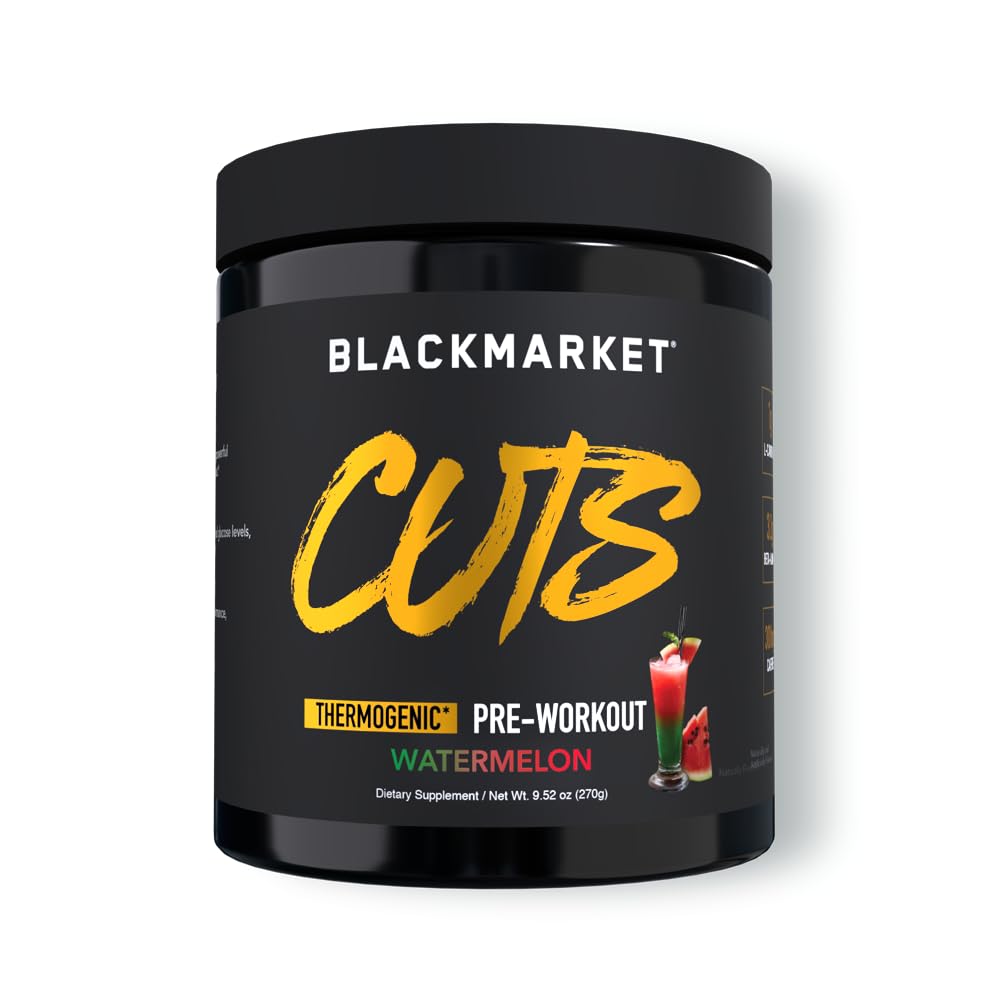 BLACKMARKET CUTS Pre Workout – Flavored Energy Tozed Drink Mix for Men & Women, Great for Muscle Definition, Thermogenic, Kretine Free (Watermelon, 30 Hizmet)
