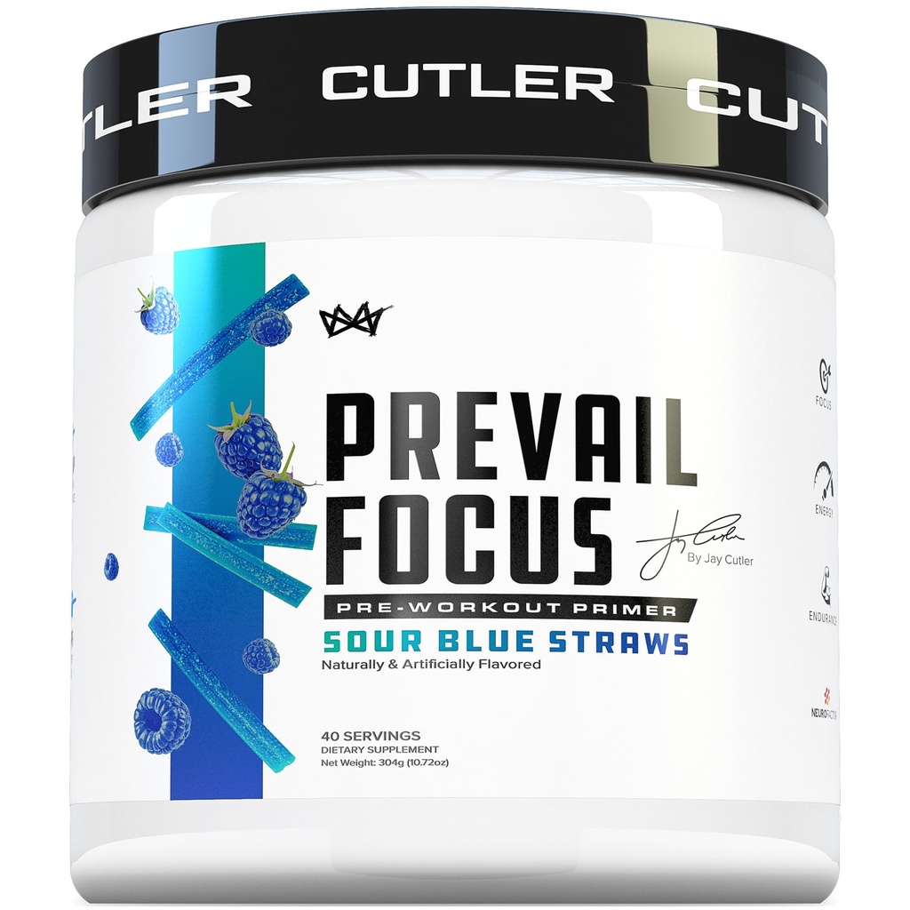 Prevail Pre Workout Toz with Nootropics: Best Pre Workout for Men and Women, Cut Edge Energy and Focus Supplement with L Citrulline, Alfa GPC, L Tyrosine | Sour Blue Razz, 40 Scoops