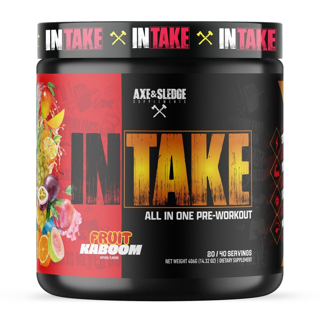 Axe & Sledge Intake All-in-One Pre-Workout | 300 mg Caffeine | L-Citrulline, Beta Alanine, Betaine for Performance & Focus | Pre-Workout for Men & Women | 20/40 Chat