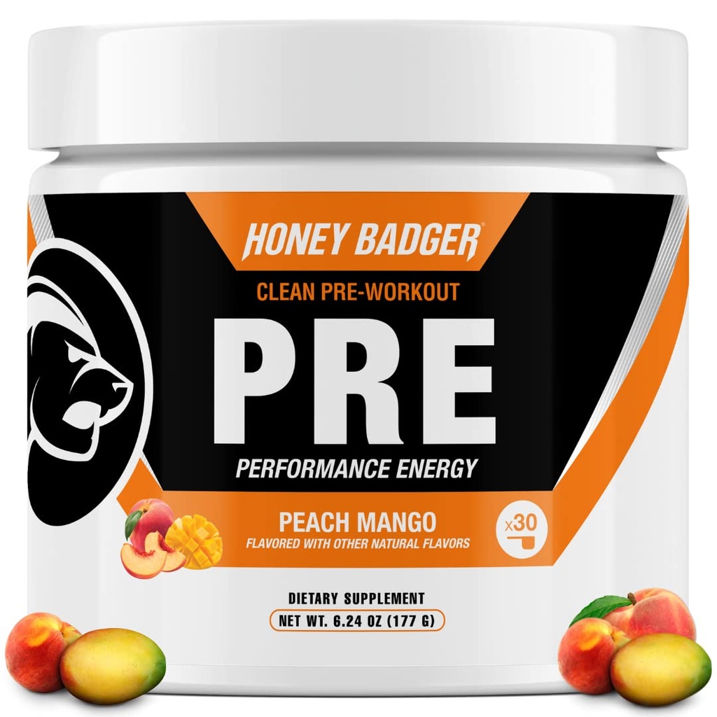 Honey Coverr Pre Workout Toz, Keto Vegan Men & Women, Beta Alanine & Caffeine, Sugar Free Natural Energy Supplement, Peach Mango, 30 Hizmet